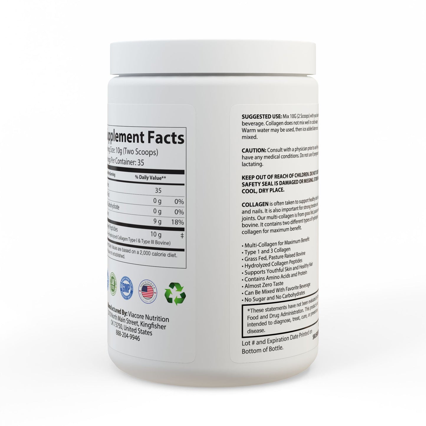 Grass Fed Collagen Peptides Type I & III Supplement (350g, 12.3oz)