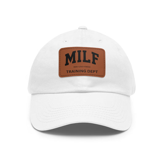 MILF In Training Dad Hat with Leather Patch (Rectangle)